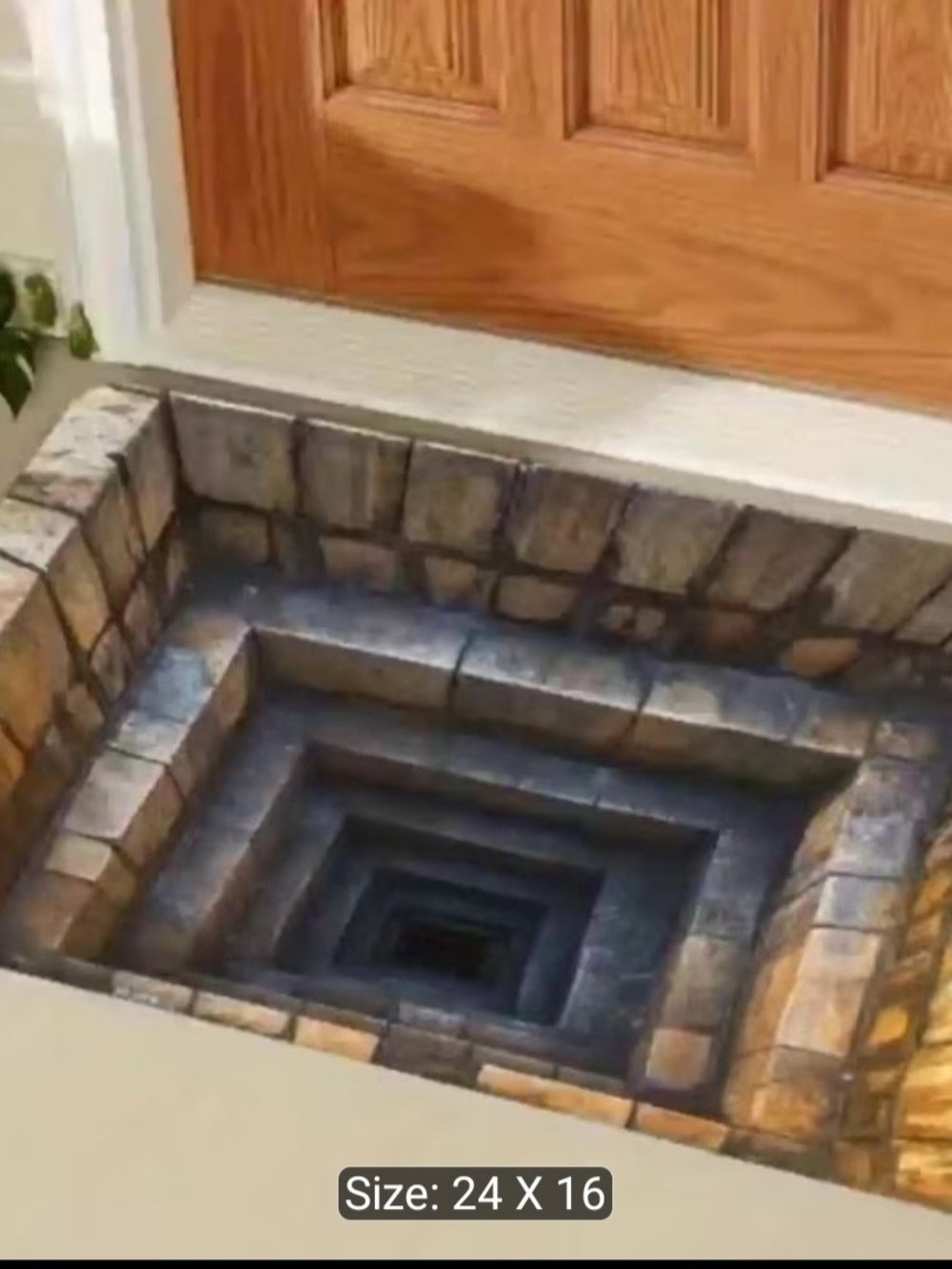 Illusion Stone Well Door Mat Rug - Gray & Brown